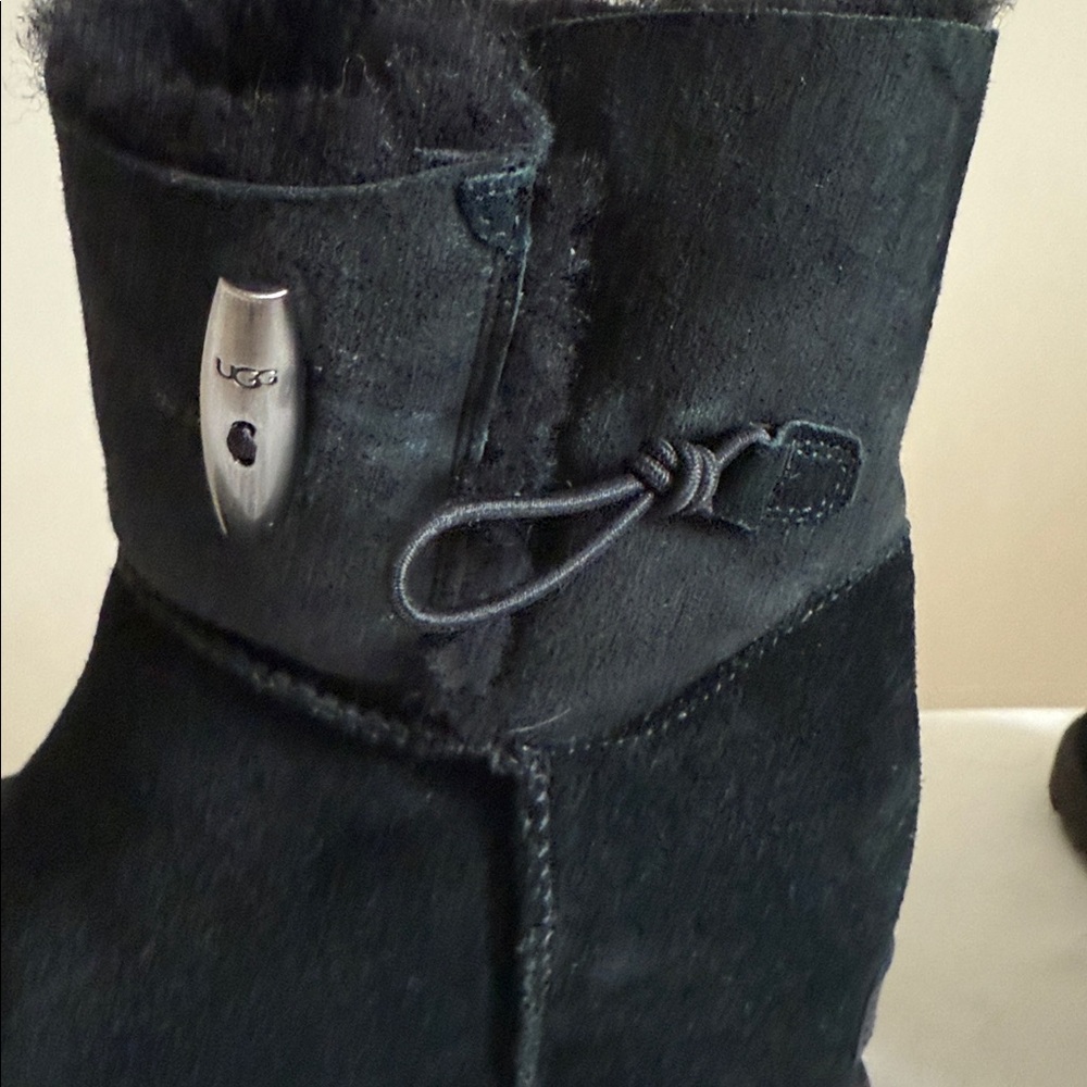 UGG Black Suede Winter Boots wedge - Picture 6 of 6